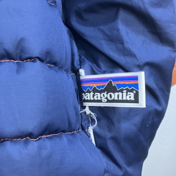 Patagonia Down Jacket Lightweight Rust Orange Kids Size Large *FLAW* - Picture 10 of 14
